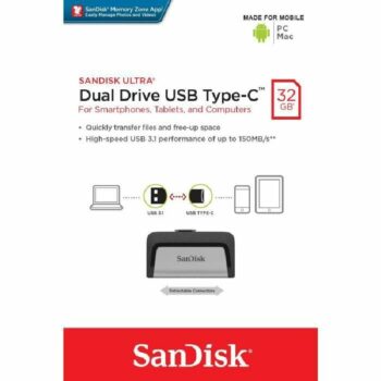 Clé USB Sandisk 3.1 Type-C à Double Connectique Ultra Dual 32 Go